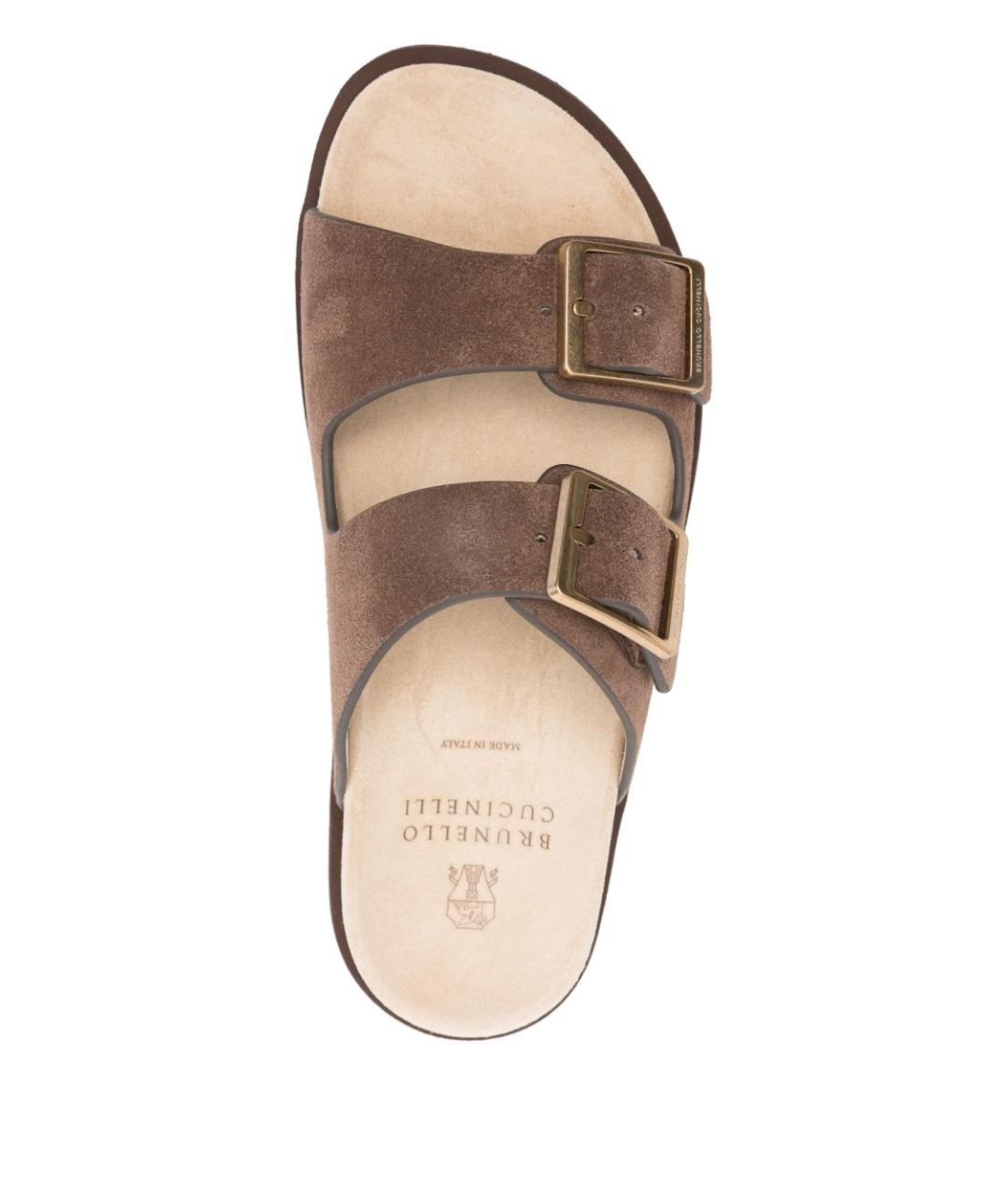 BRUNELLO CUCINELLI Коричневые кожаные сандалии, фото 3