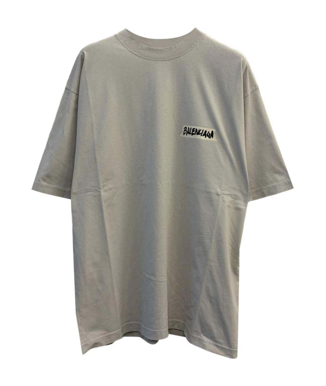 BALENCIAGA Серая хлопковая футболка, фото 1