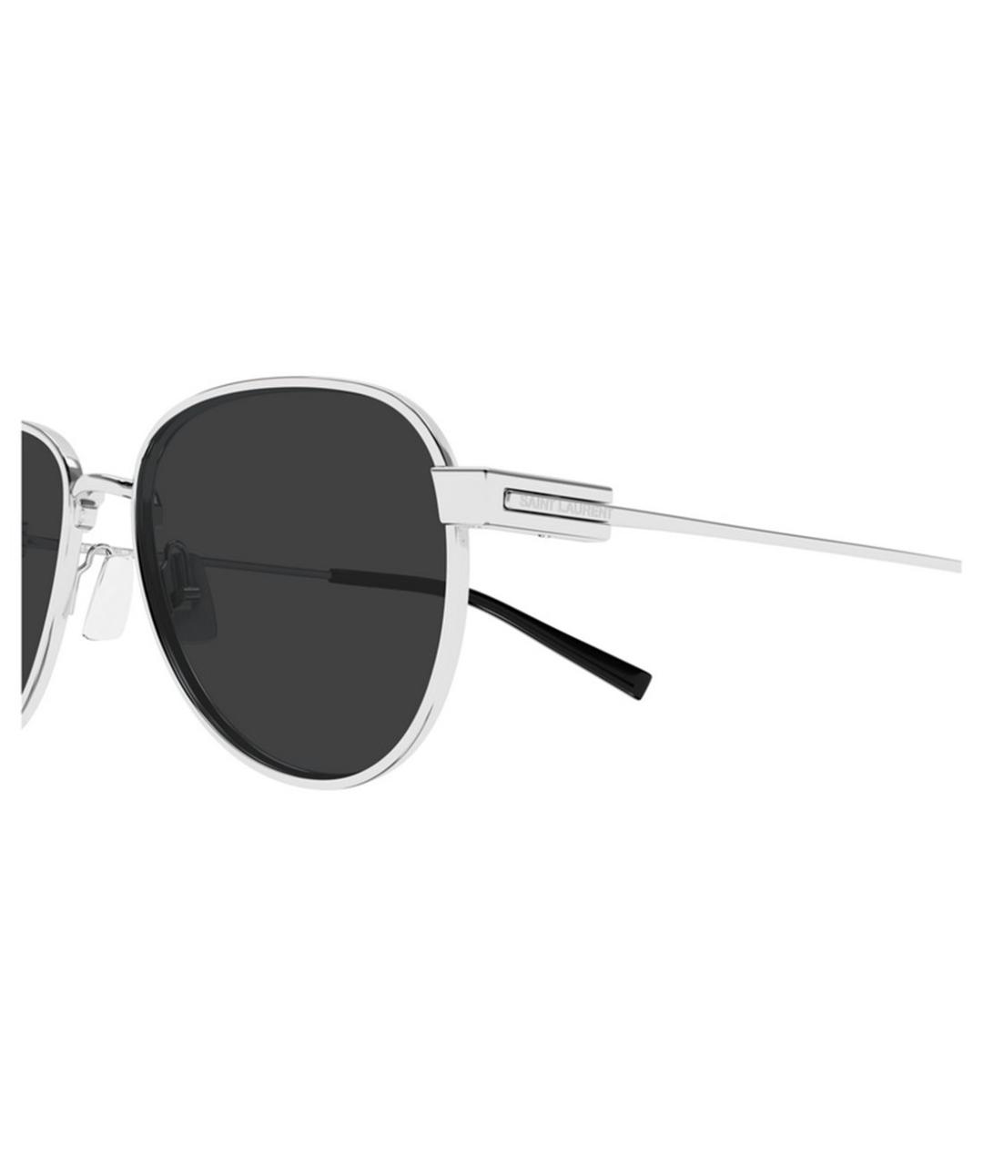 SAINT LAURENT Серебряные металлические солнцезащитные очки, фото 3