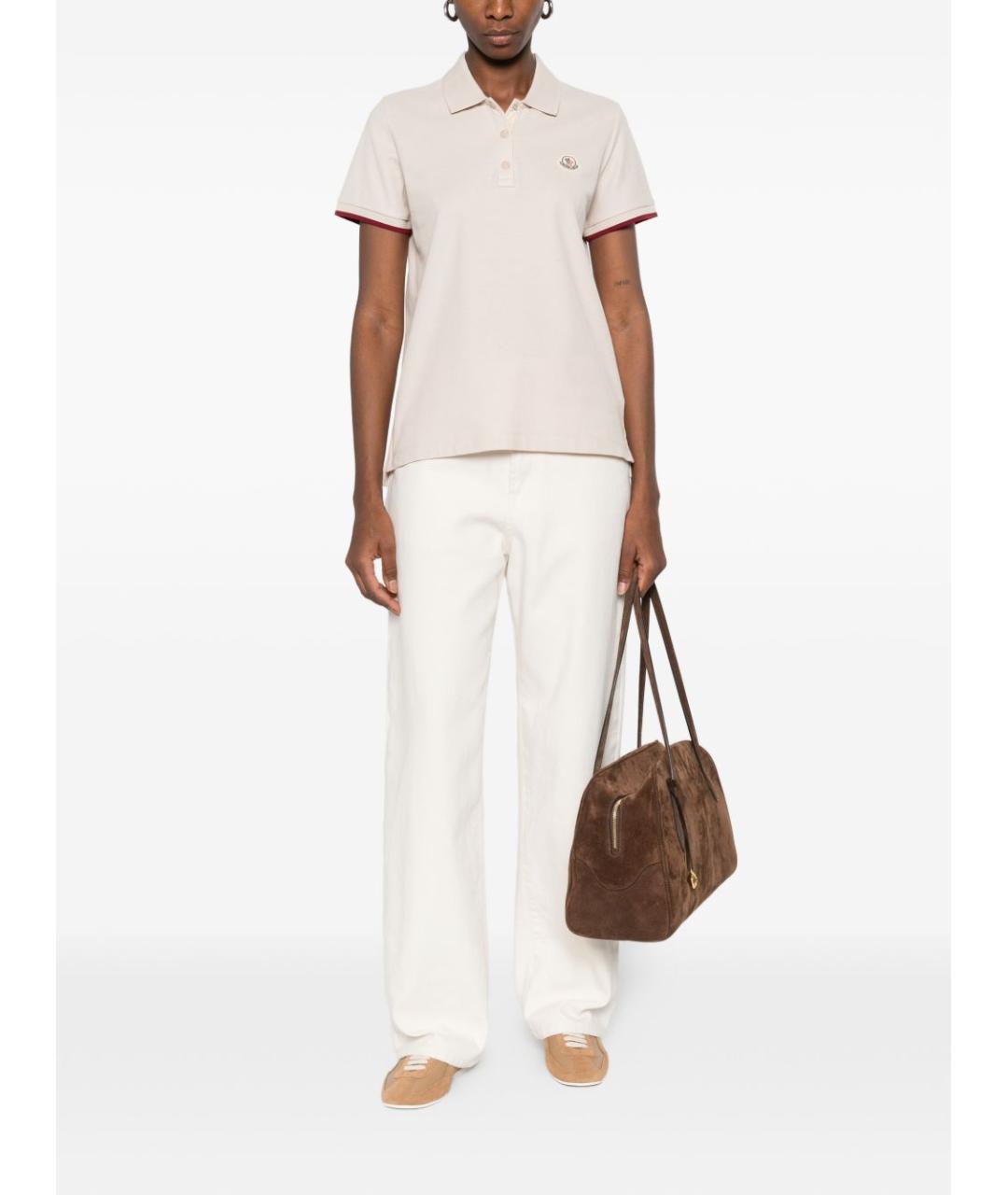 MONCLER Розовая хлопковая футболка, фото 2