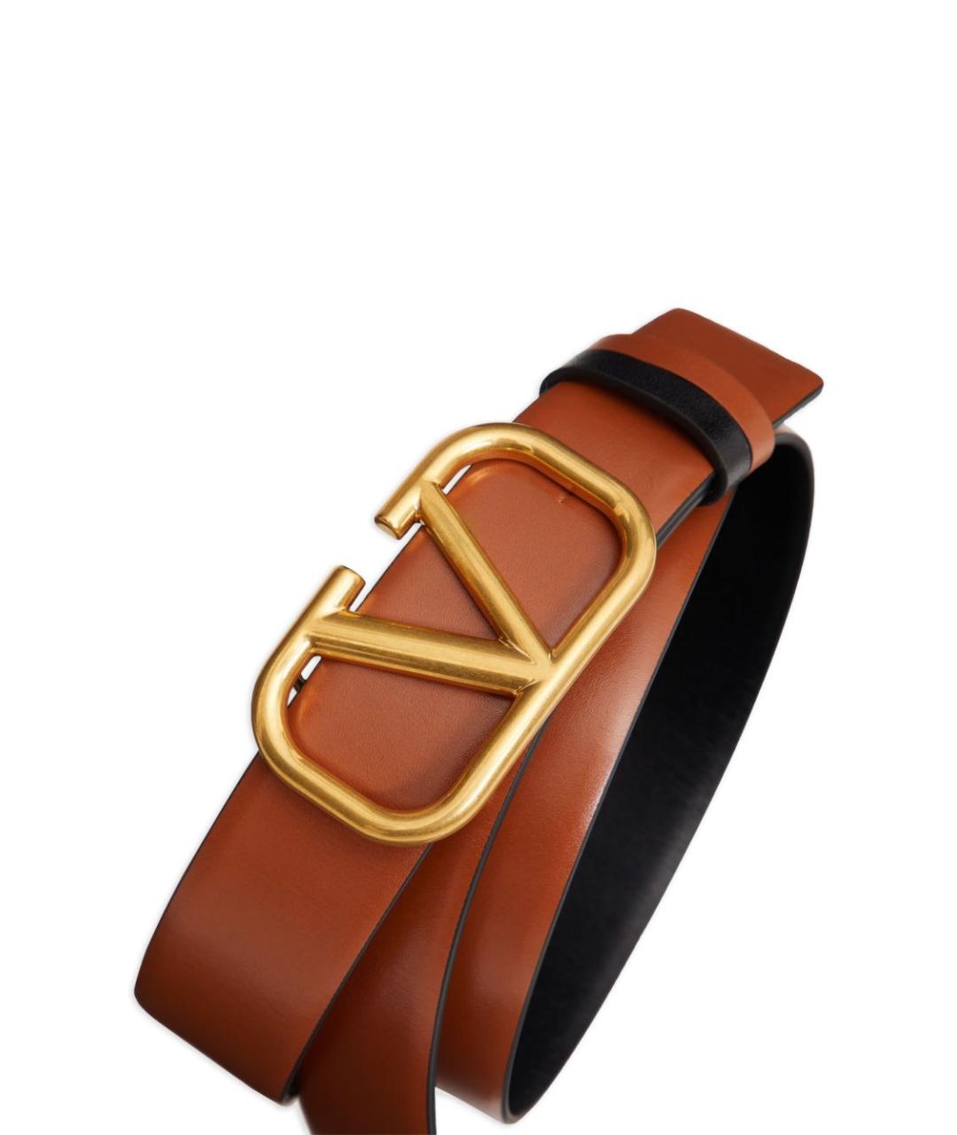 VALENTINO Коричневый кожаный ремень, фото 2