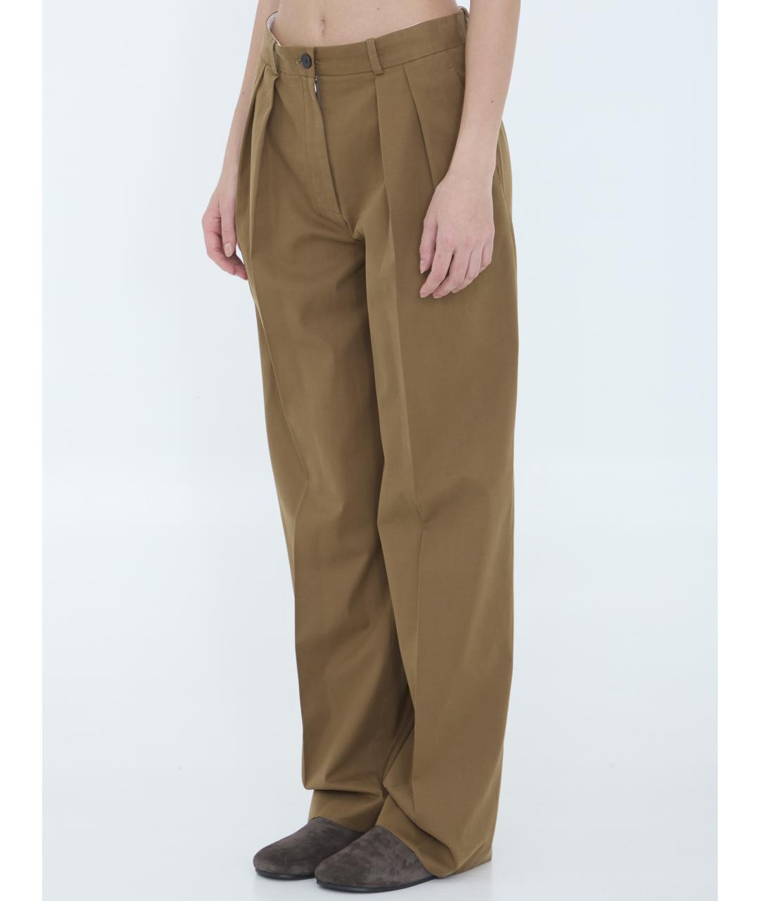 THE ROW Коричневые хлопковые прямые брюки, фото 2