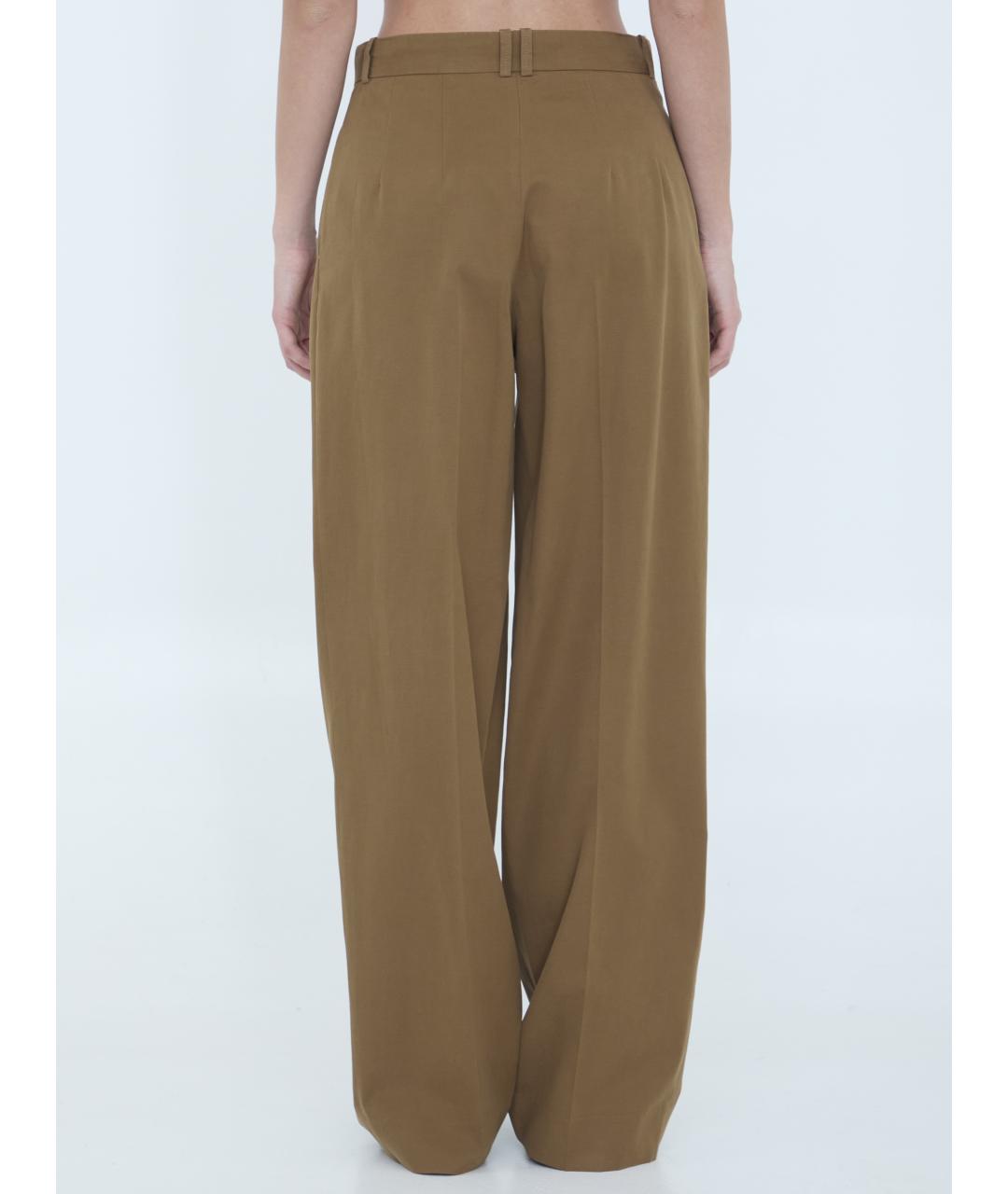 THE ROW Коричневые хлопковые прямые брюки, фото 4