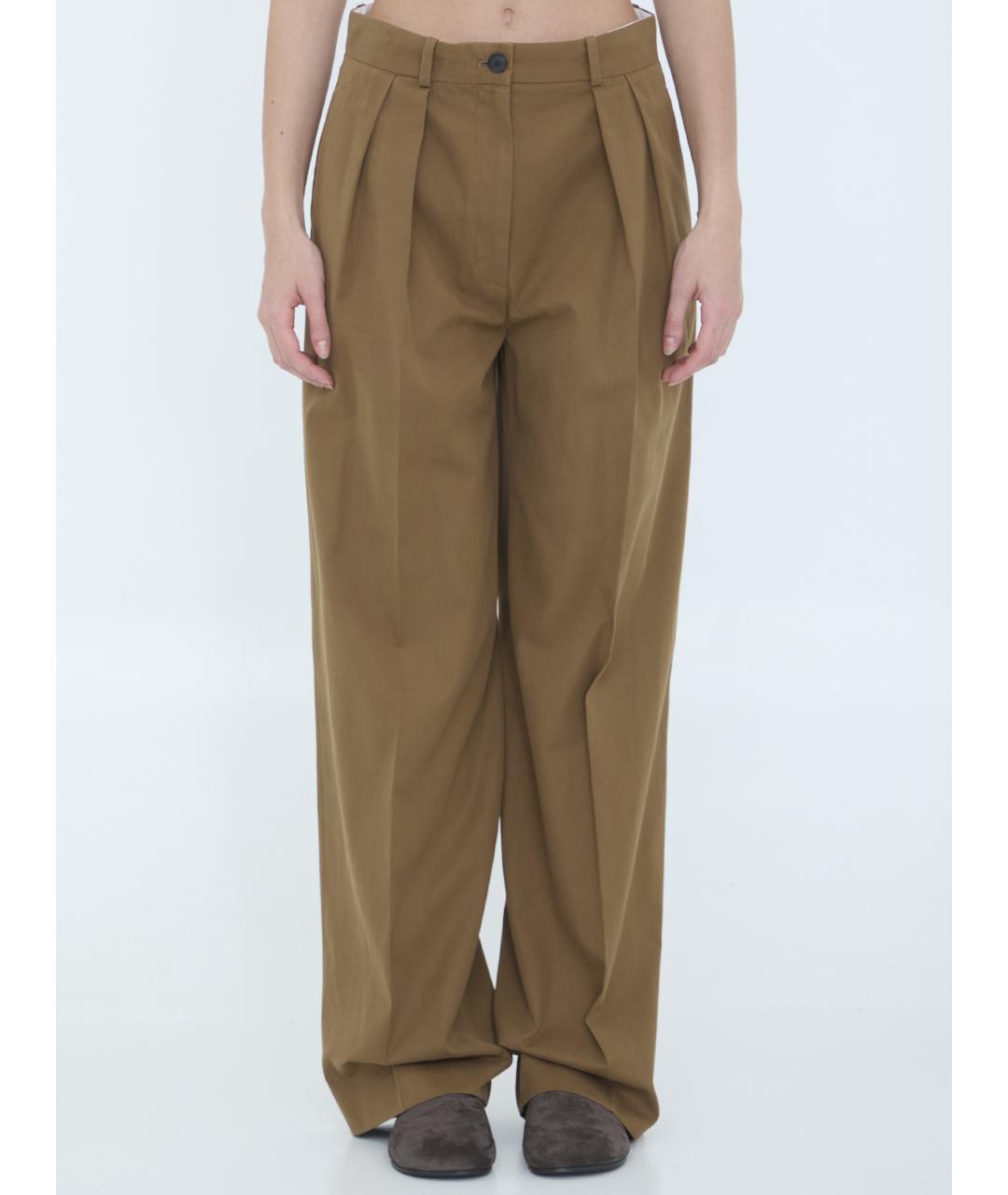 THE ROW Коричневые хлопковые прямые брюки, фото 6