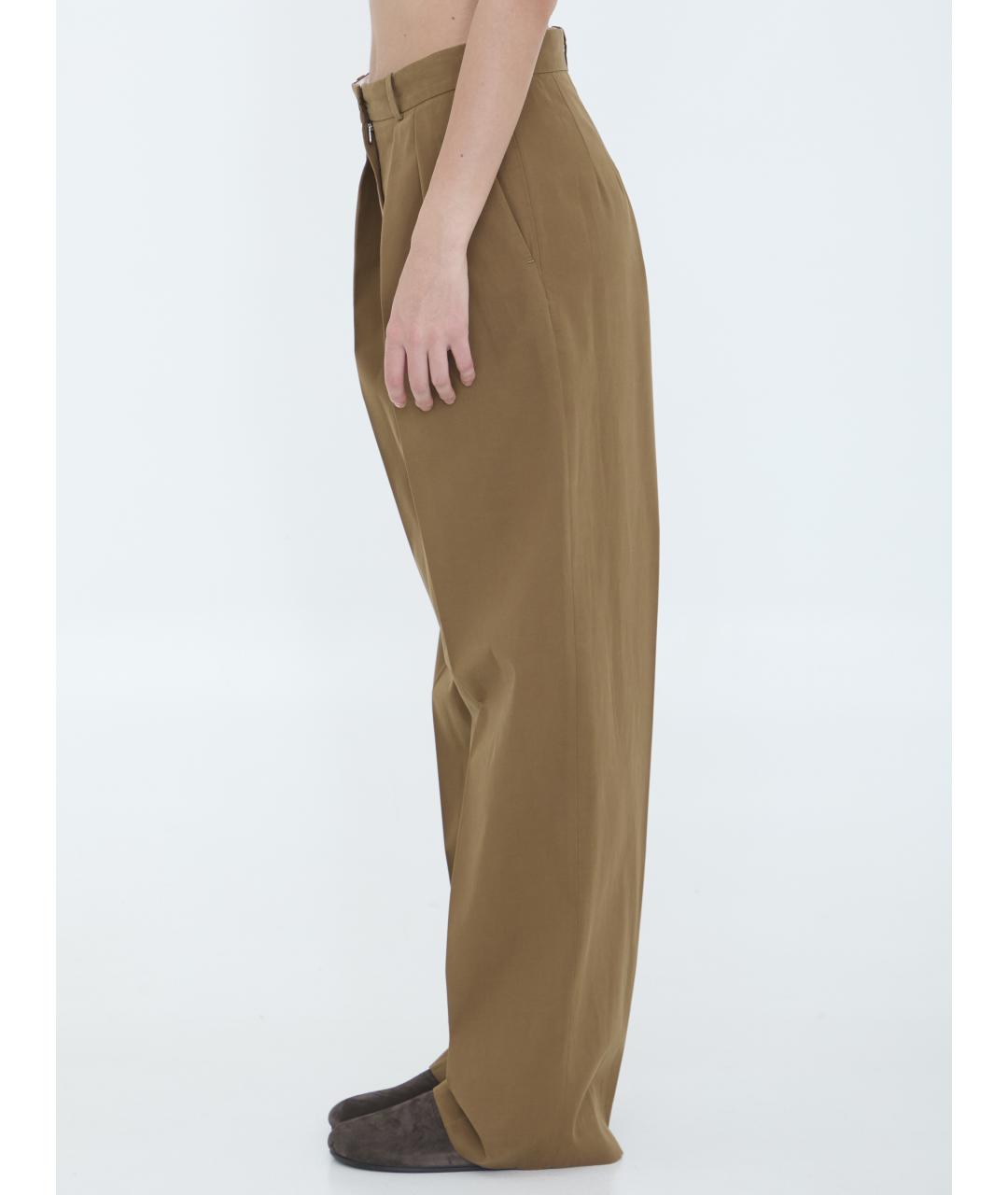 THE ROW Коричневые хлопковые прямые брюки, фото 3