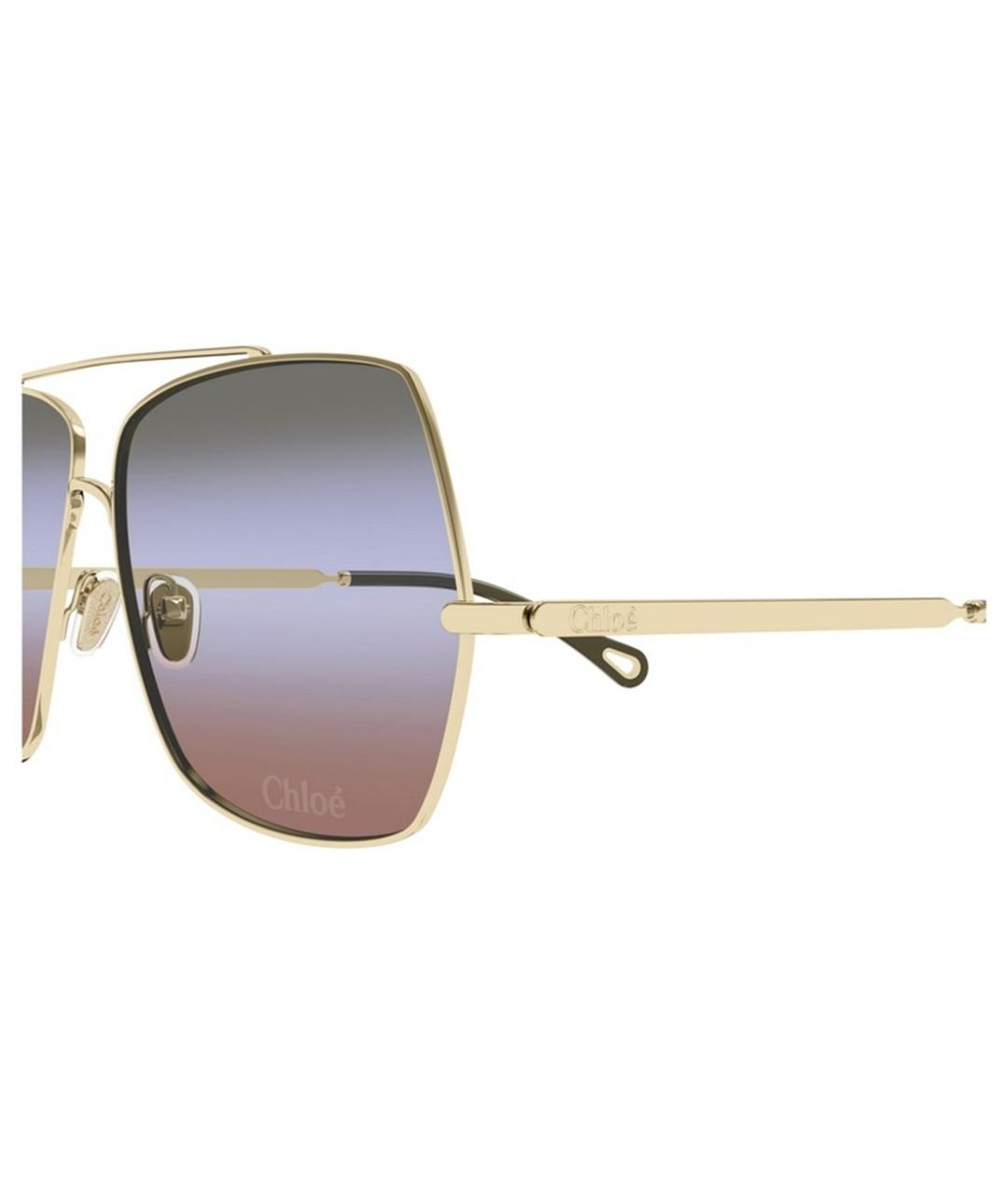 CHLOE Золотые металлические солнцезащитные очки, фото 3