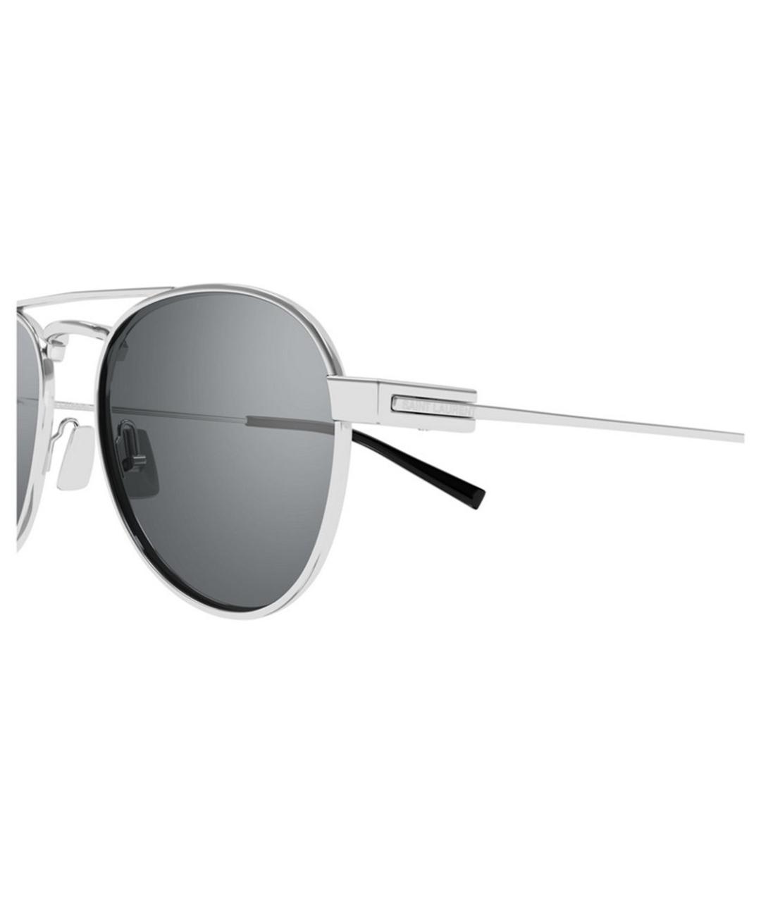 SAINT LAURENT Серебряные металлические солнцезащитные очки, фото 3