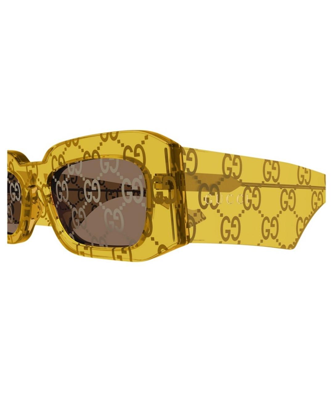 GUCCI Желтые пластиковые солнцезащитные очки, фото 3