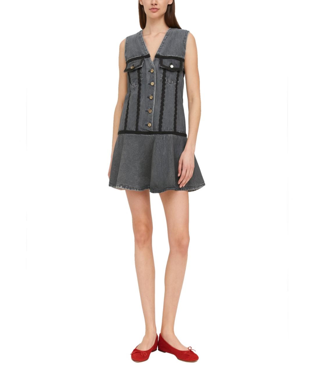 GANNI Серое хлопковое повседневное платье, фото 2