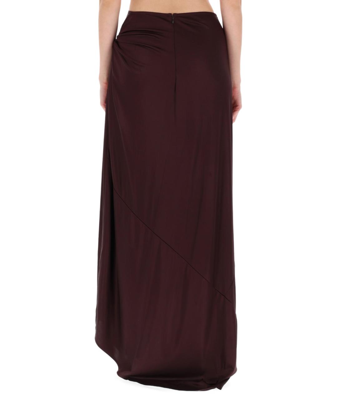 DRIES VAN NOTEN Бордовая вискозная юбка миди, фото 4