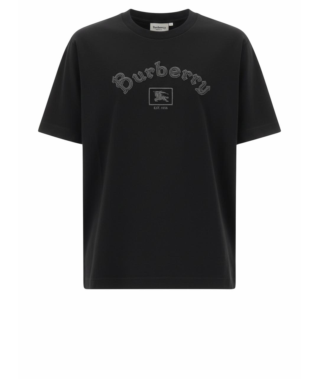 BURBERRY Черная хлопковая футболка, фото 1