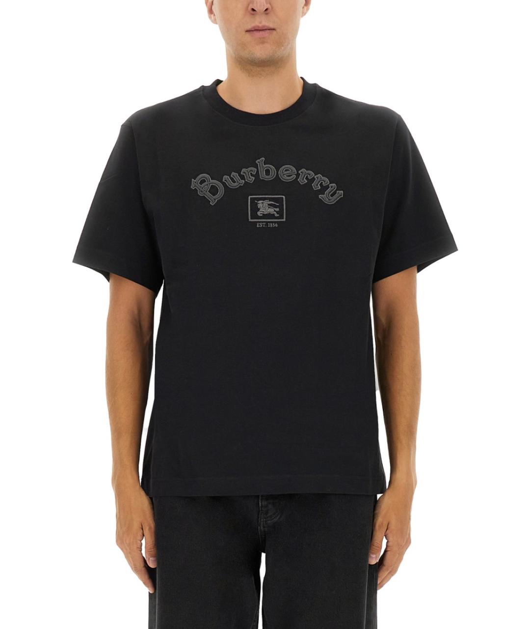 BURBERRY Черная хлопковая футболка, фото 5