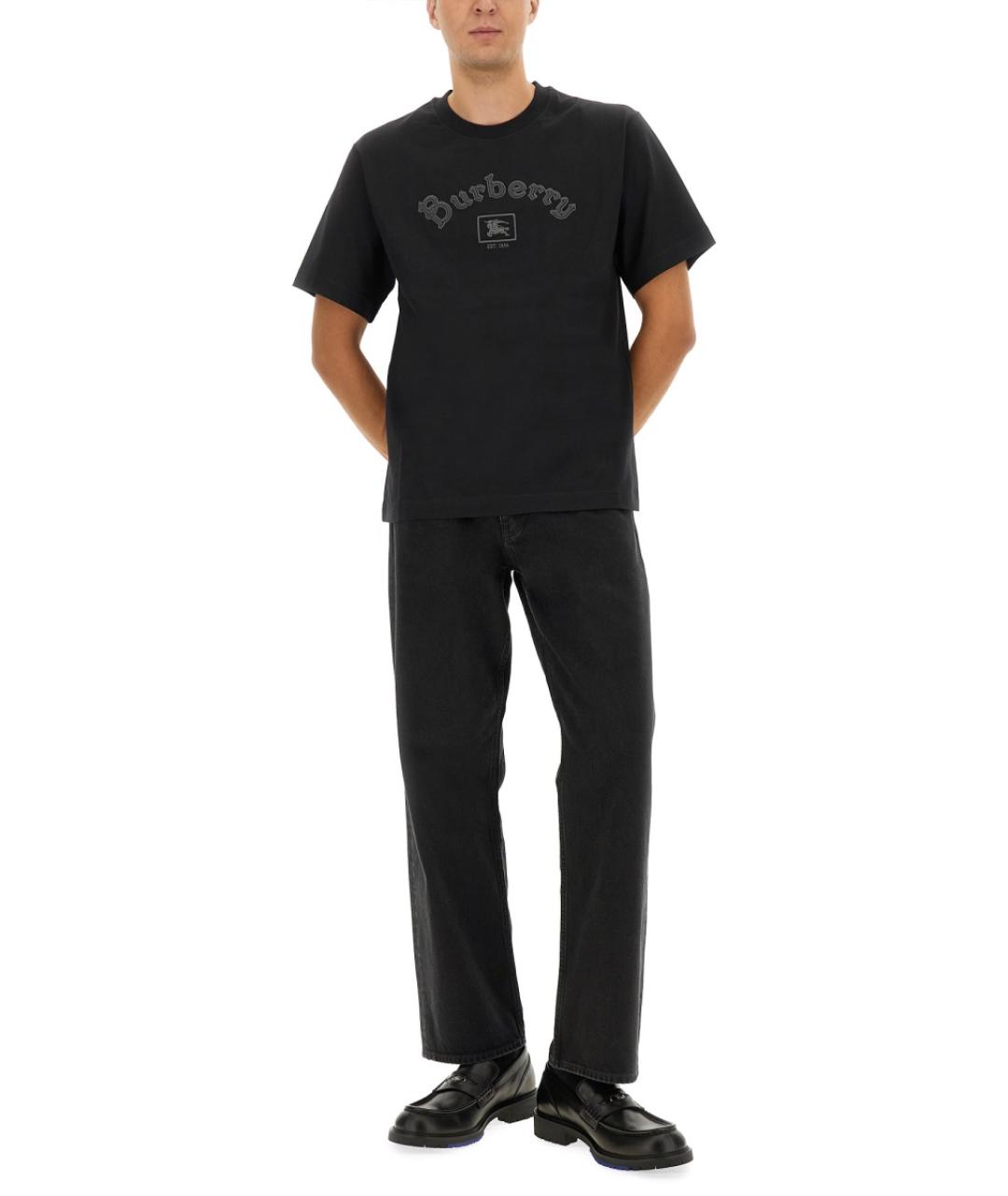 BURBERRY Черная хлопковая футболка, фото 2
