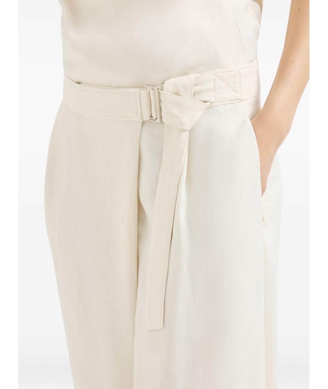 BRUNELLO CUCINELLI Белые льняные прямые брюки, фото 3