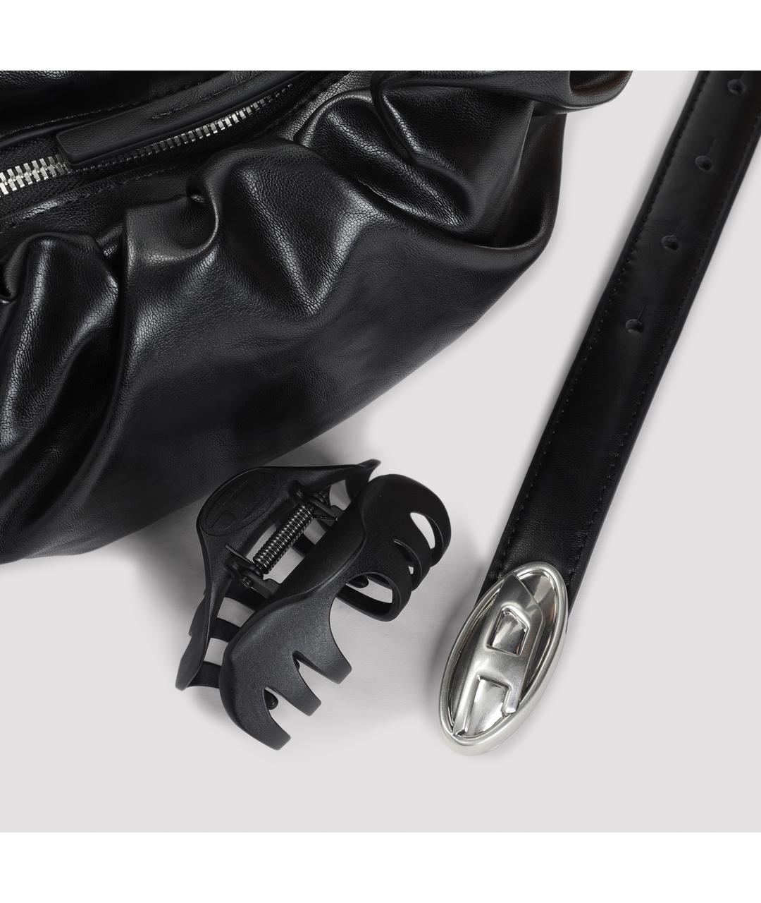 DIESEL Черная кожаная сумка через плечо, фото 4