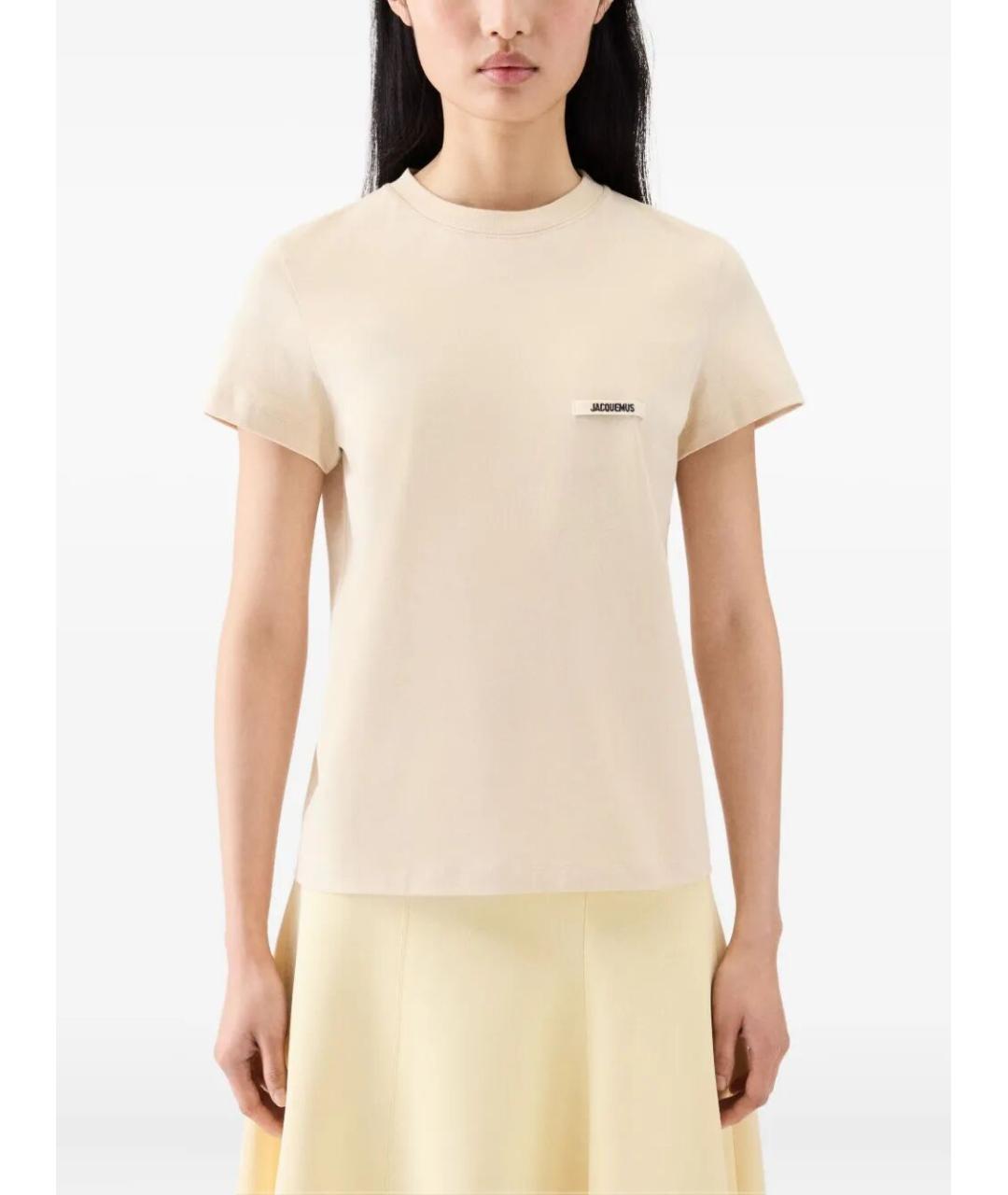 JACQUEMUS Бежевая хлопковая футболка, фото 2