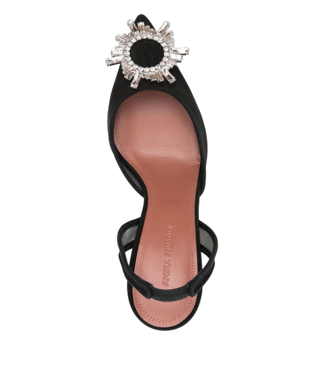 Amina Muaddi Черные текстильные туфли, фото 2