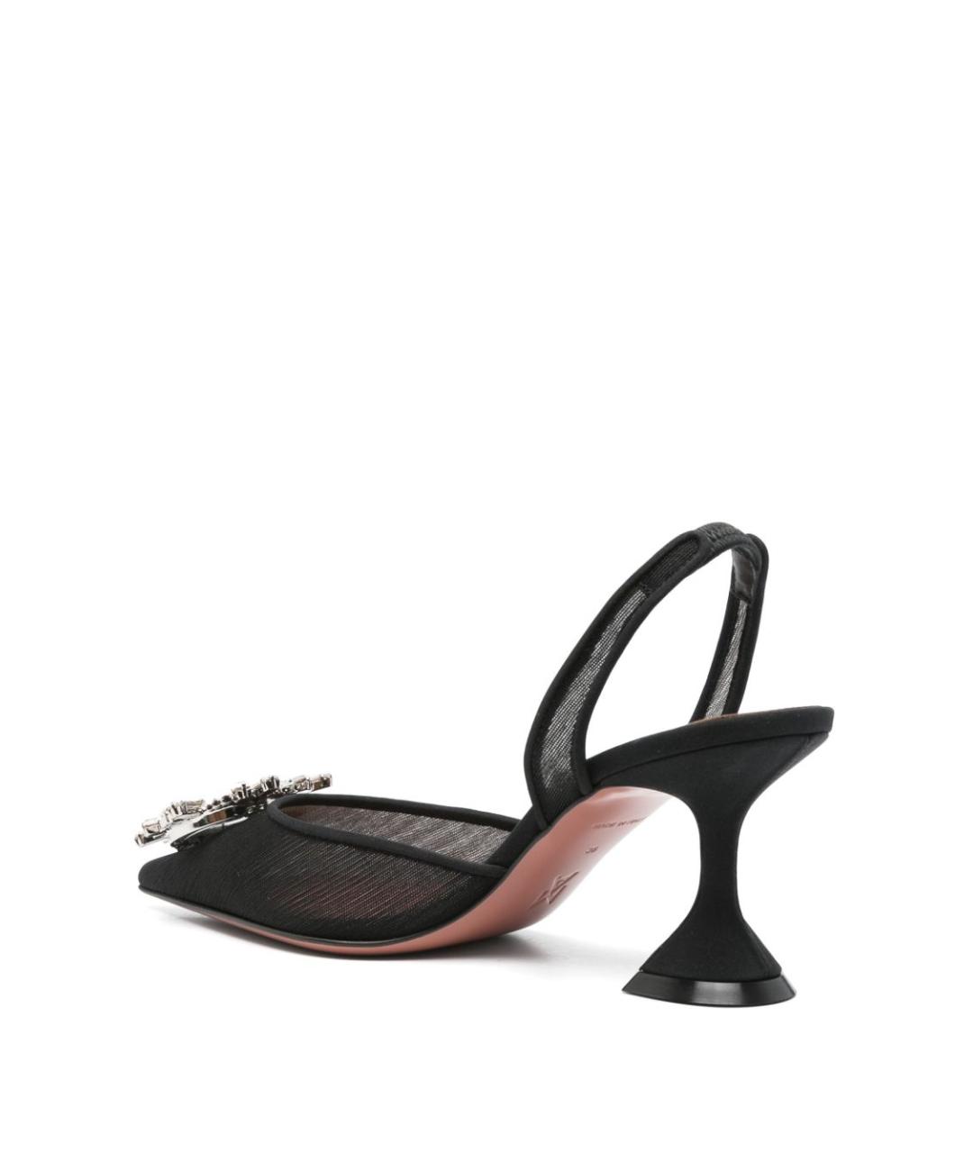 Amina Muaddi Черные текстильные туфли, фото 3