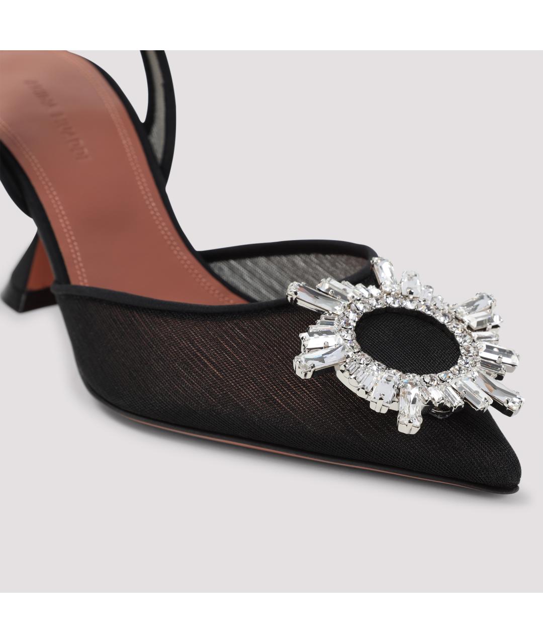 Amina Muaddi Черные текстильные туфли, фото 5