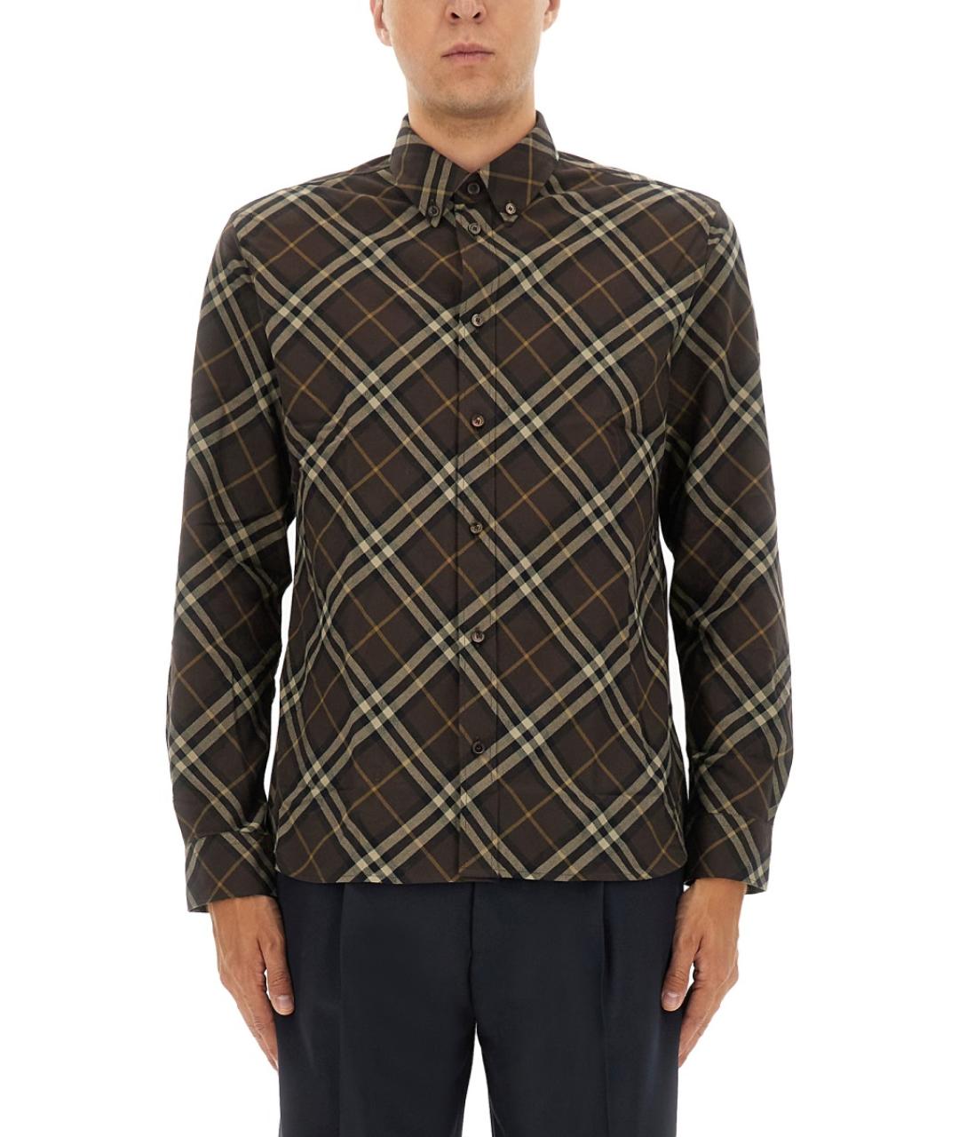 BURBERRY Коричневая хлопковая кэжуал рубашка, фото 5