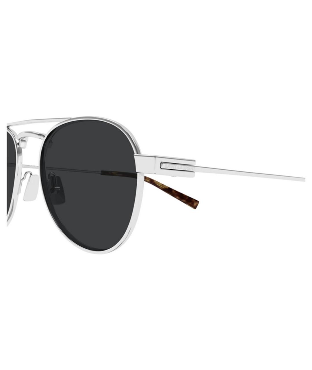 SAINT LAURENT Серебряные металлические солнцезащитные очки, фото 3