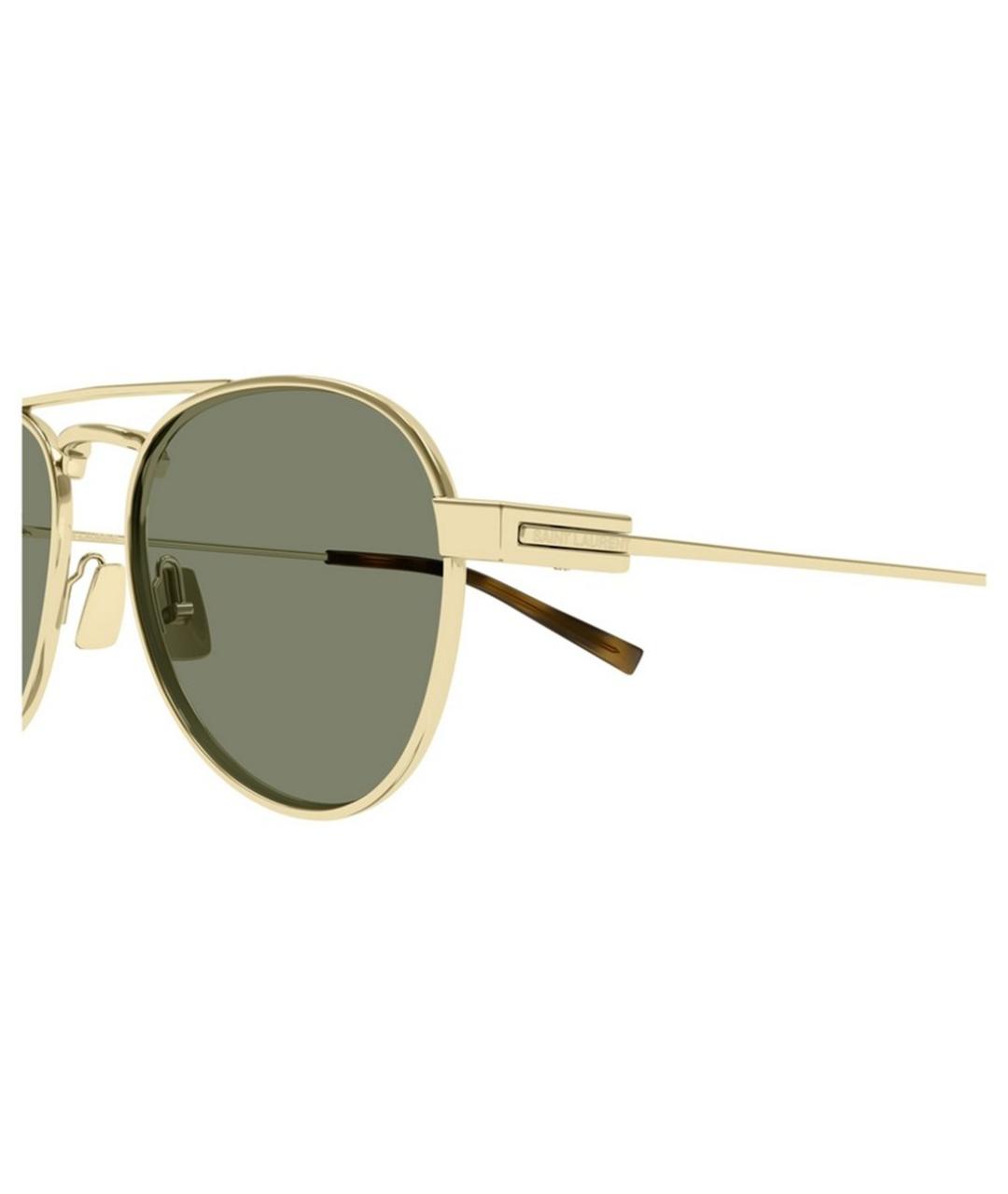 SAINT LAURENT Золотые металлические солнцезащитные очки, фото 3