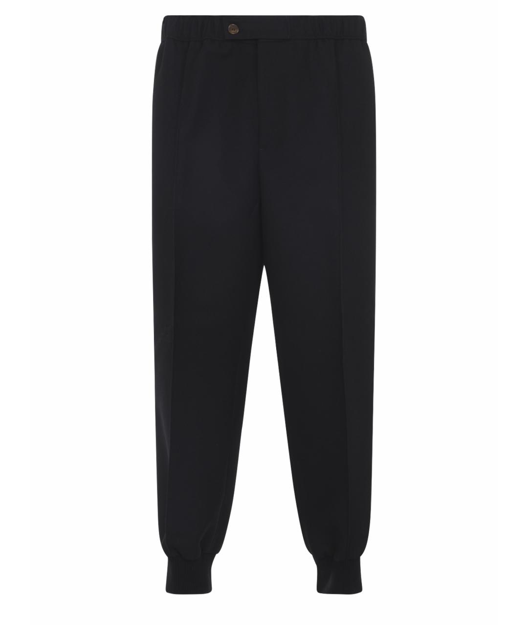 LANVIN Черные шерстяные повседневные брюки, фото 1