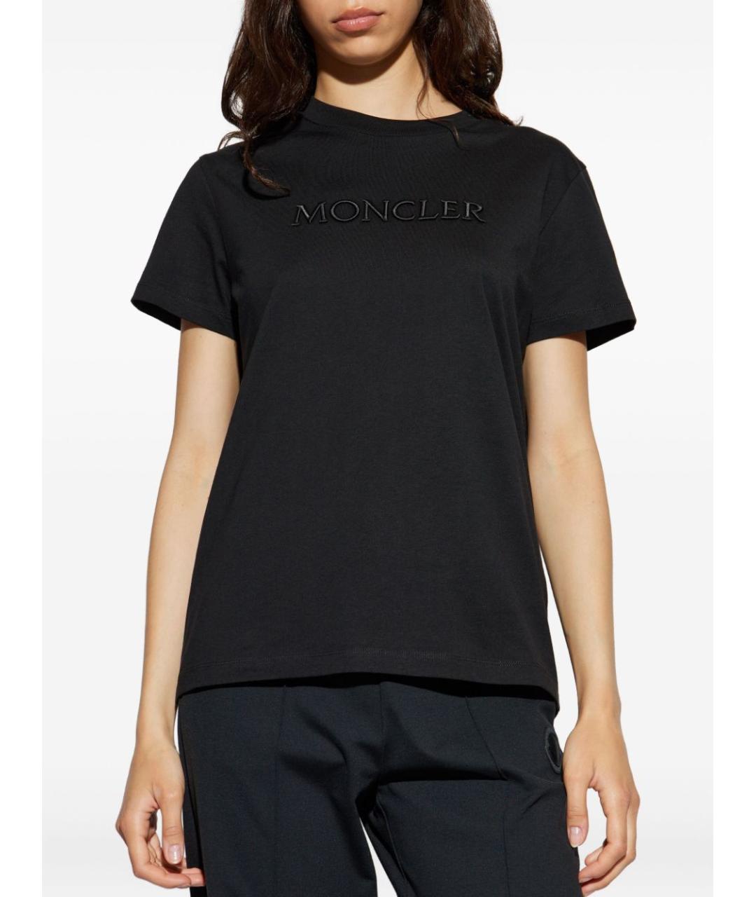 MONCLER Черная хлопковая футболка, фото 3