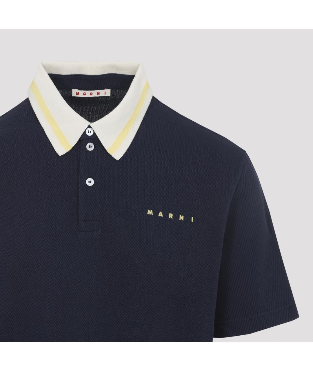 MARNI Синее хлопковое поло с коротким рукавом, фото 3