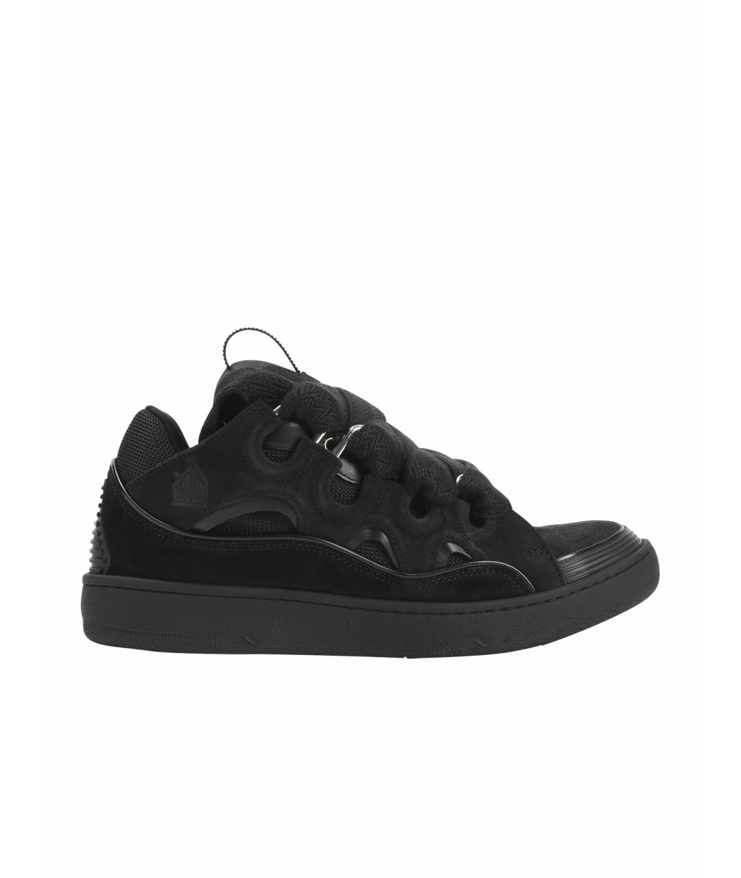 LANVIN Черные текстильные низкие кроссовки / кеды, фото 1