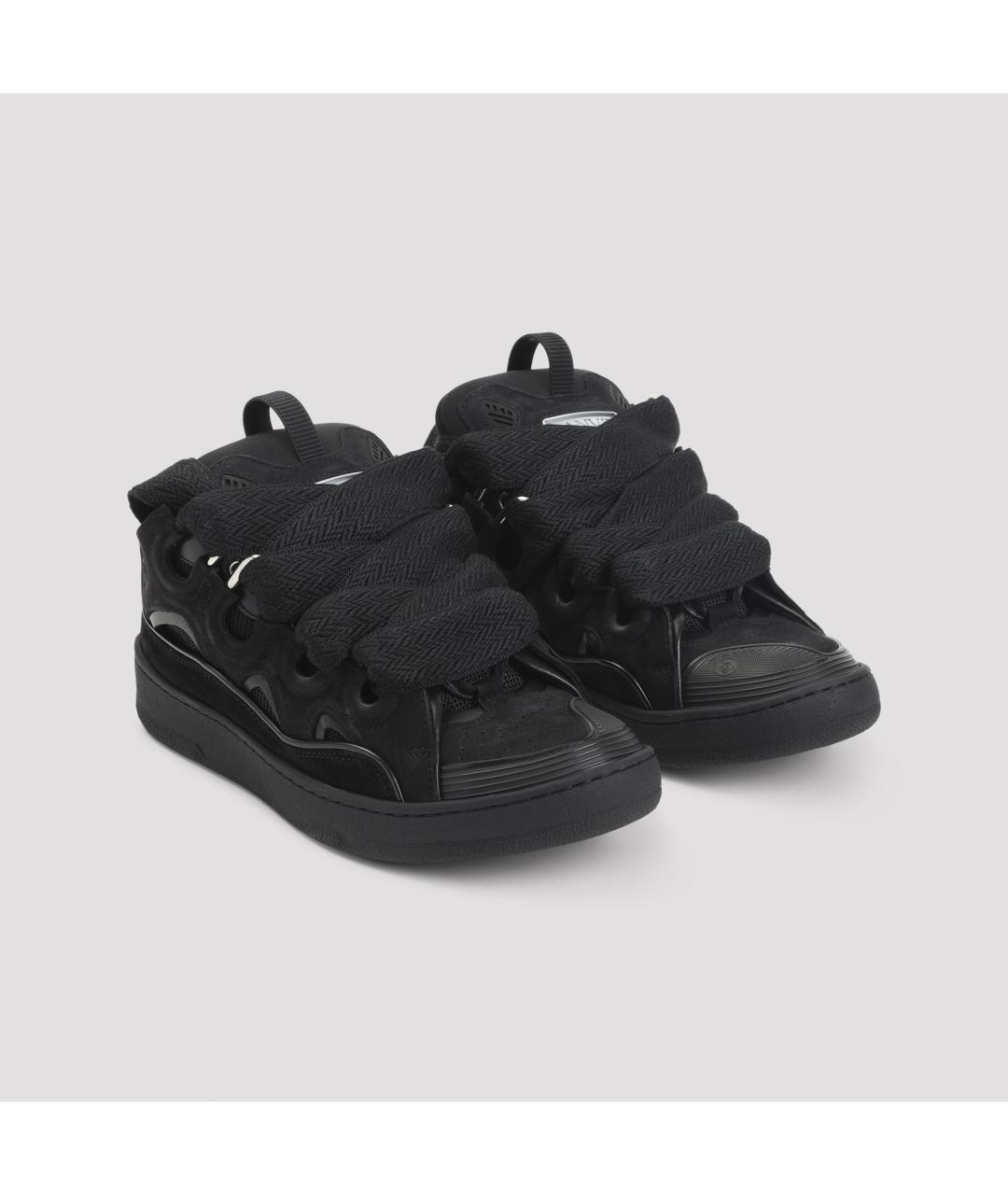 LANVIN Черные текстильные низкие кроссовки / кеды, фото 3