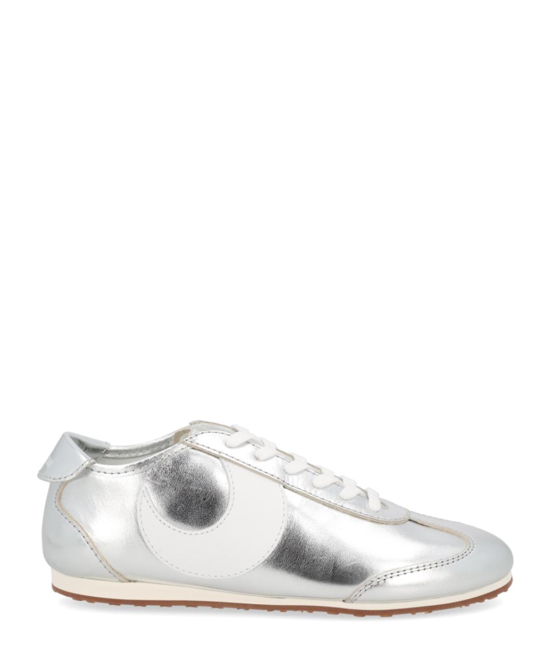MARINE SERRE Серебряные кожаные кроссовки, фото 1