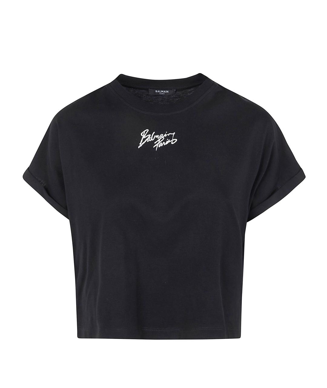 BALMAIN Черная хлопковая футболка, фото 1