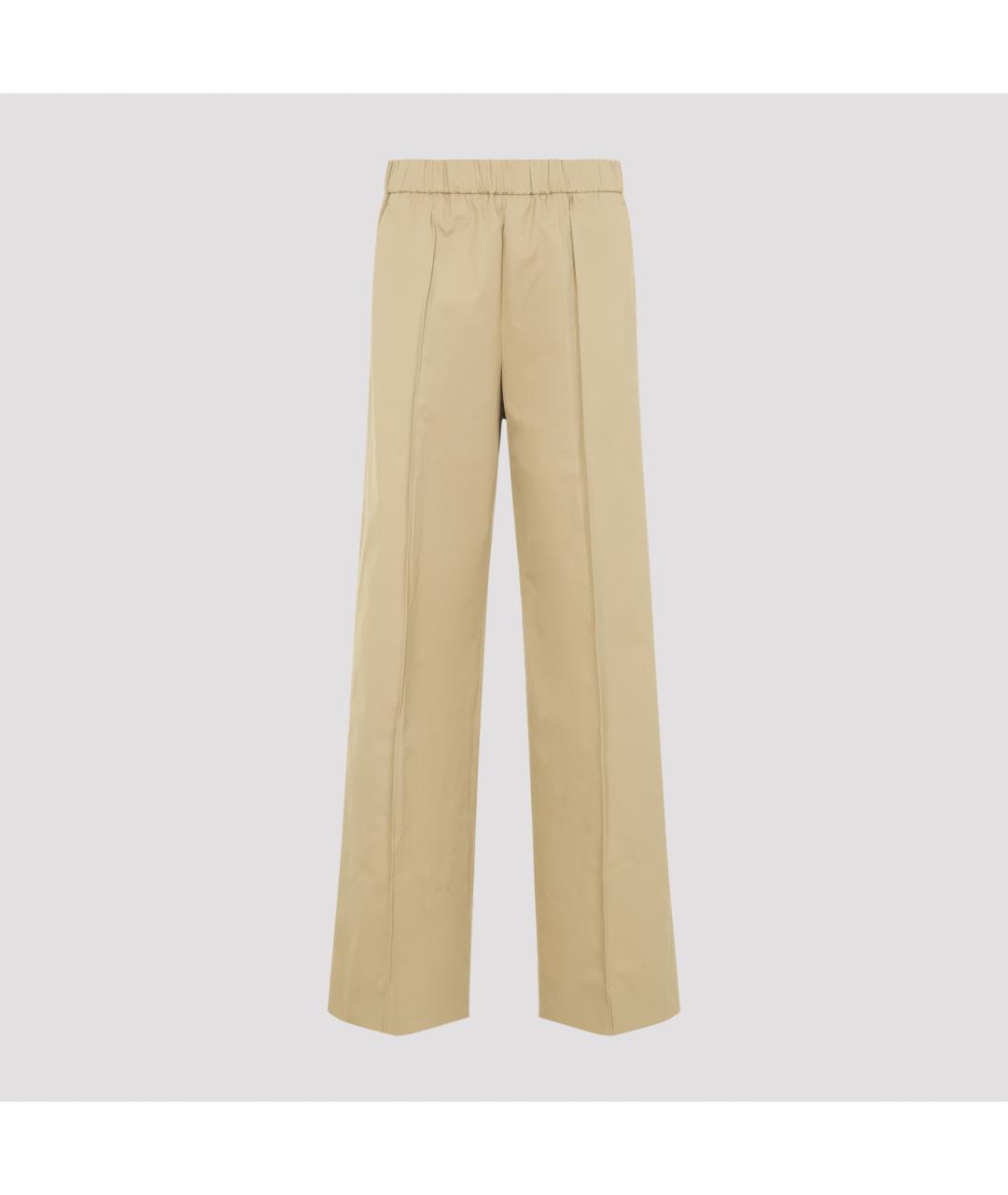 JIL SANDER Бежевые хлопковые прямые брюки, фото 2