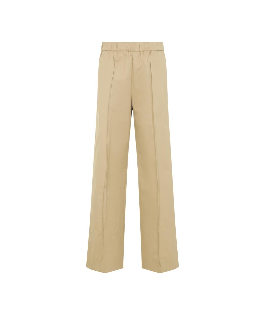 JIL SANDER Бежевые хлопковые прямые брюки, фото 1