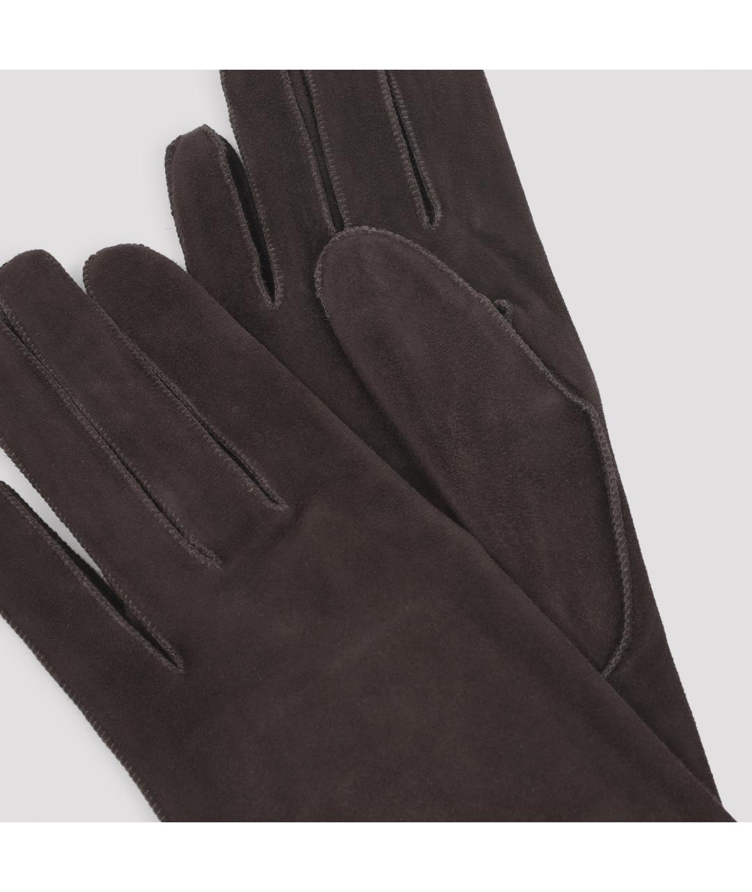 LANVIN Коричневые кожаные перчатки, фото 3