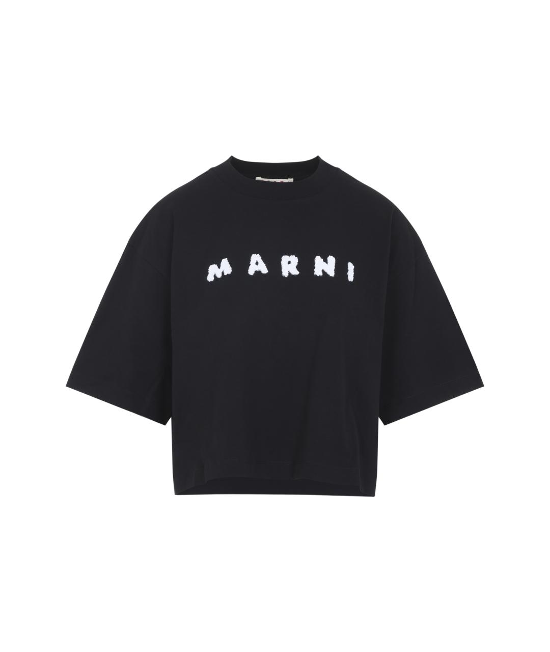 MARNI Черная хлопковая футболка, фото 1