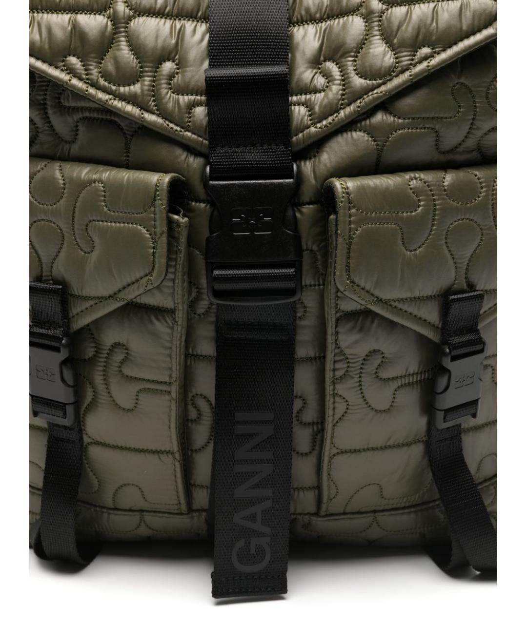 GANNI Зеленый тканевый рюкзак, фото 5