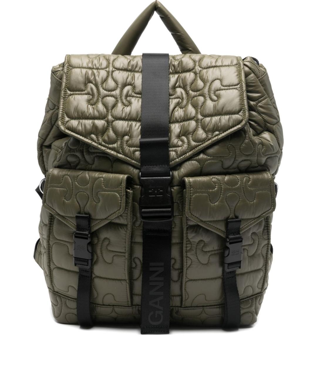 GANNI Зеленый тканевый рюкзак, фото 1