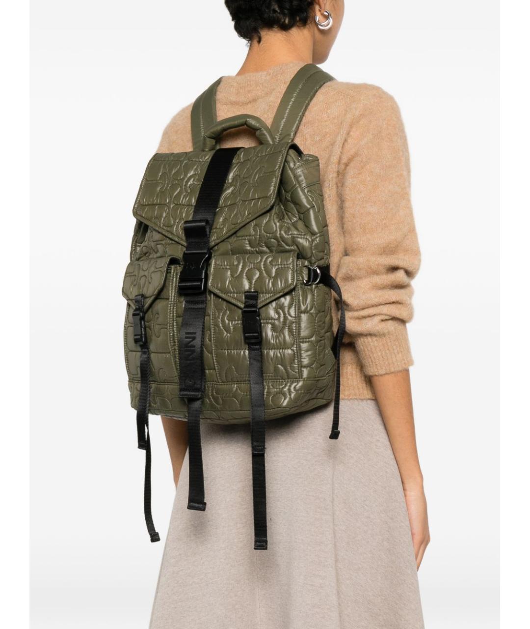 GANNI Зеленый тканевый рюкзак, фото 2