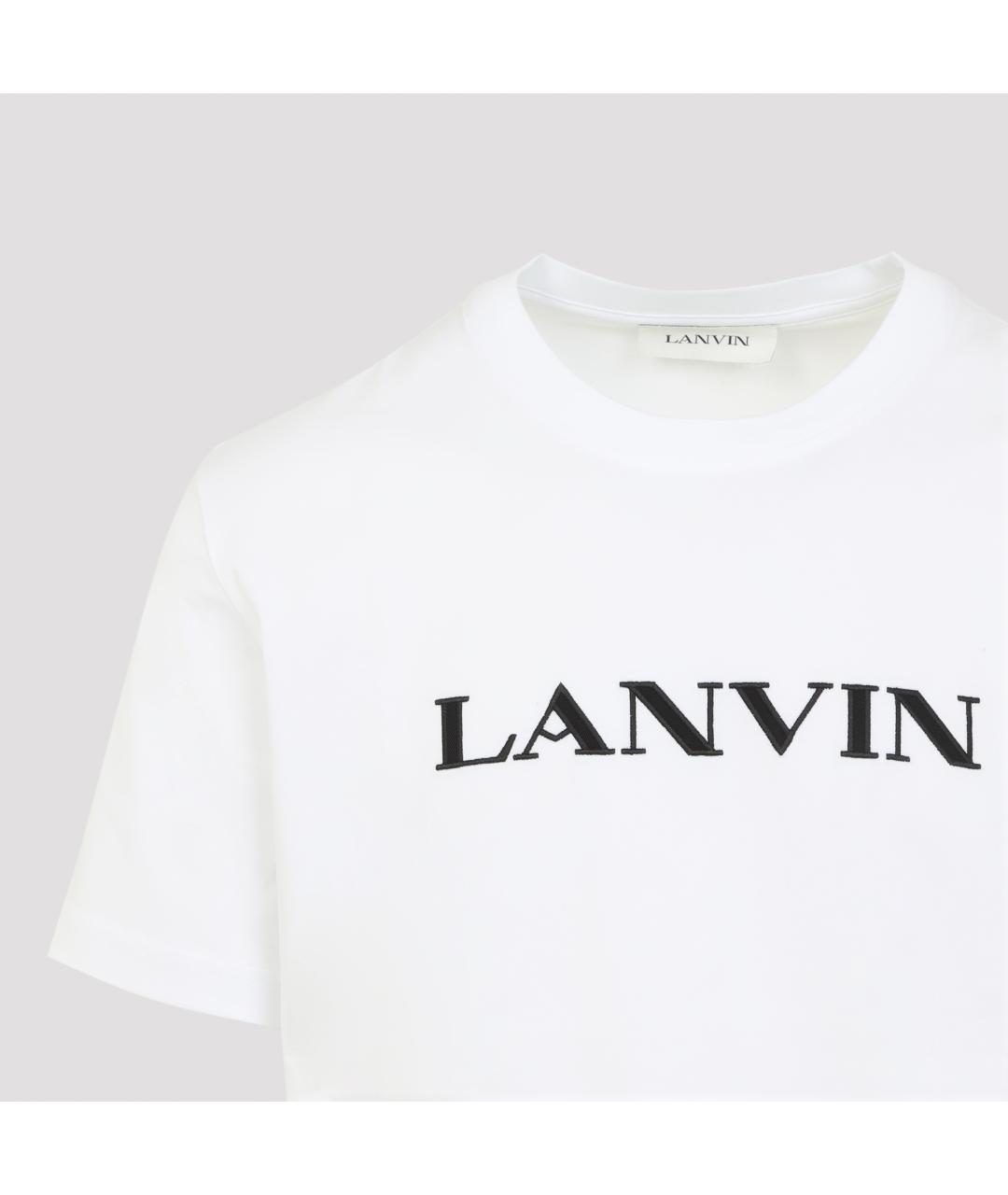 LANVIN Белая хлопковая футболка, фото 4