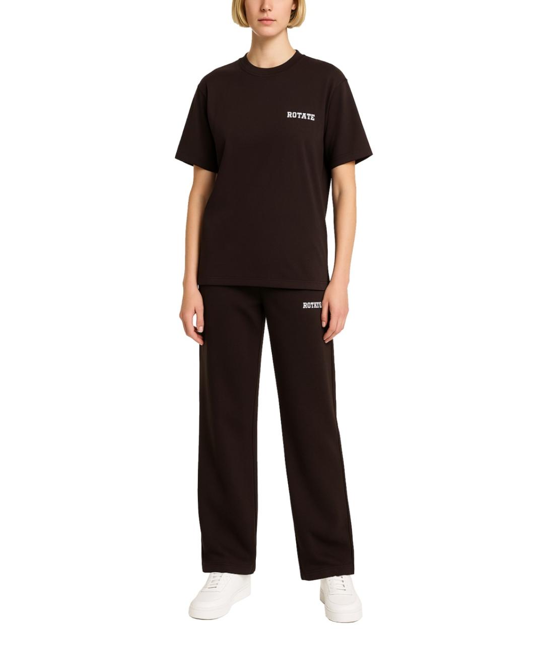ROTATE Коричневая хлопковая футболка, фото 2