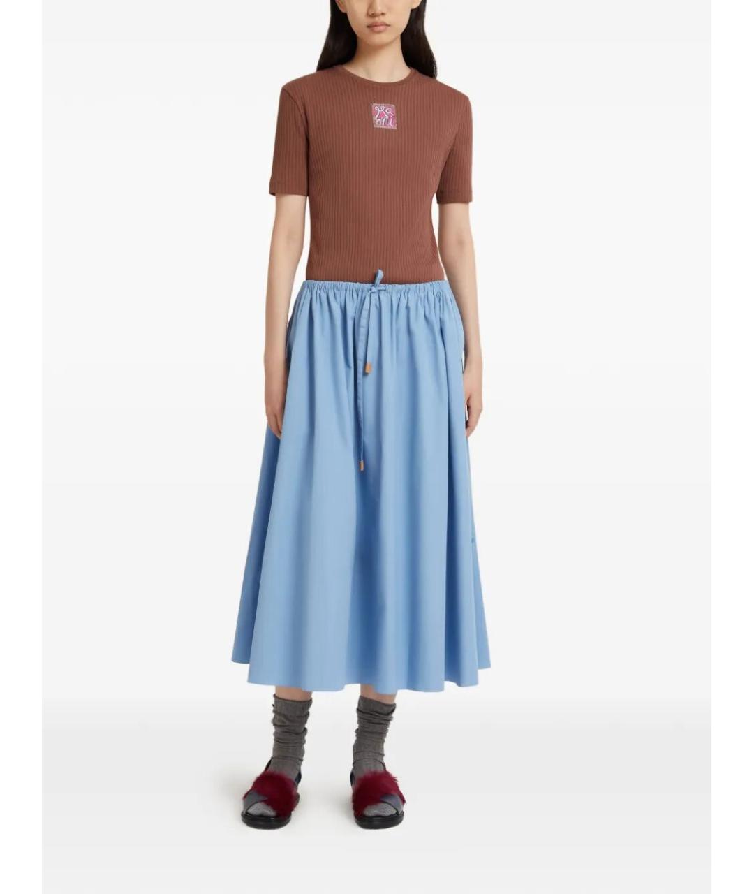 MARNI Синяя хлопковая юбка миди, фото 3