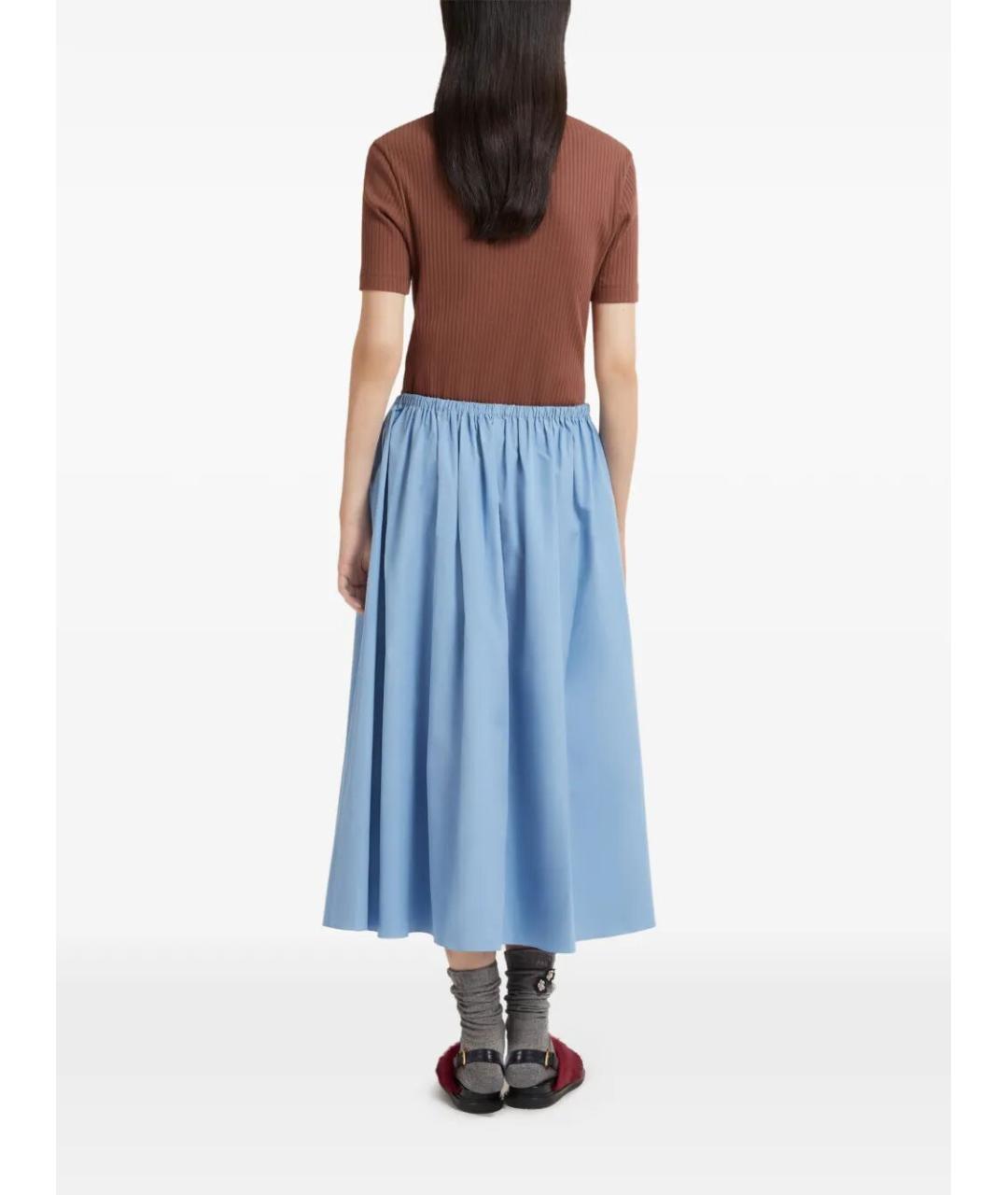 MARNI Синяя хлопковая юбка миди, фото 4