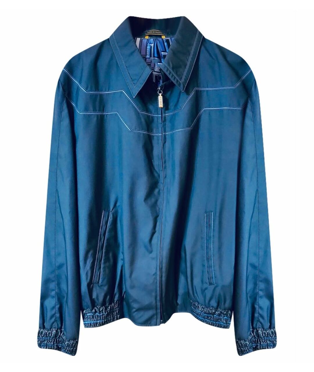 ZILLI Синяя шелковая куртка, фото 1