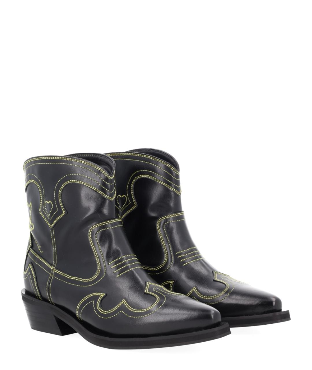 GANNI Черные кожаные ботинки, фото 4