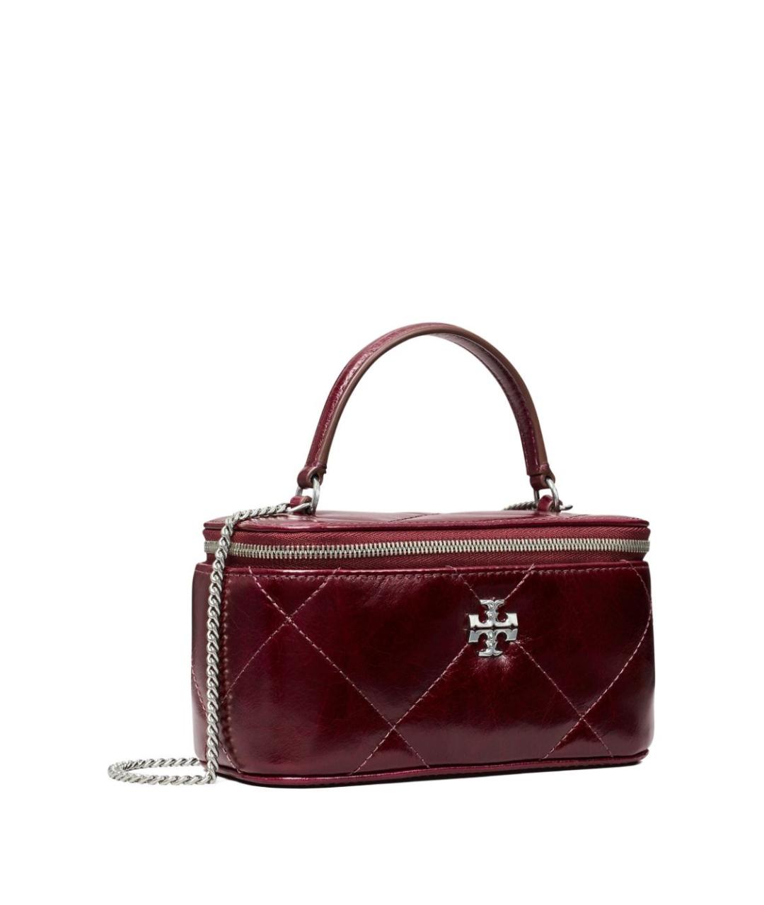 TORY BURCH Бордовая кожаная сумка с короткими ручками, фото 2