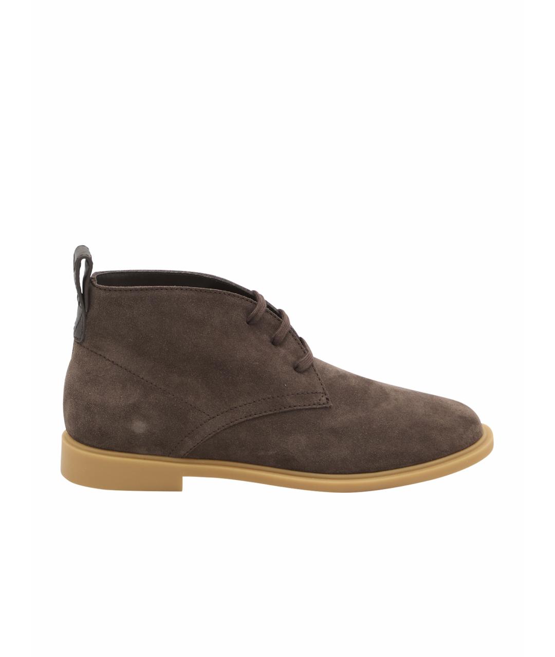 BOTTEGA VENETA Коричневые замшевые низкие ботинки, фото 1