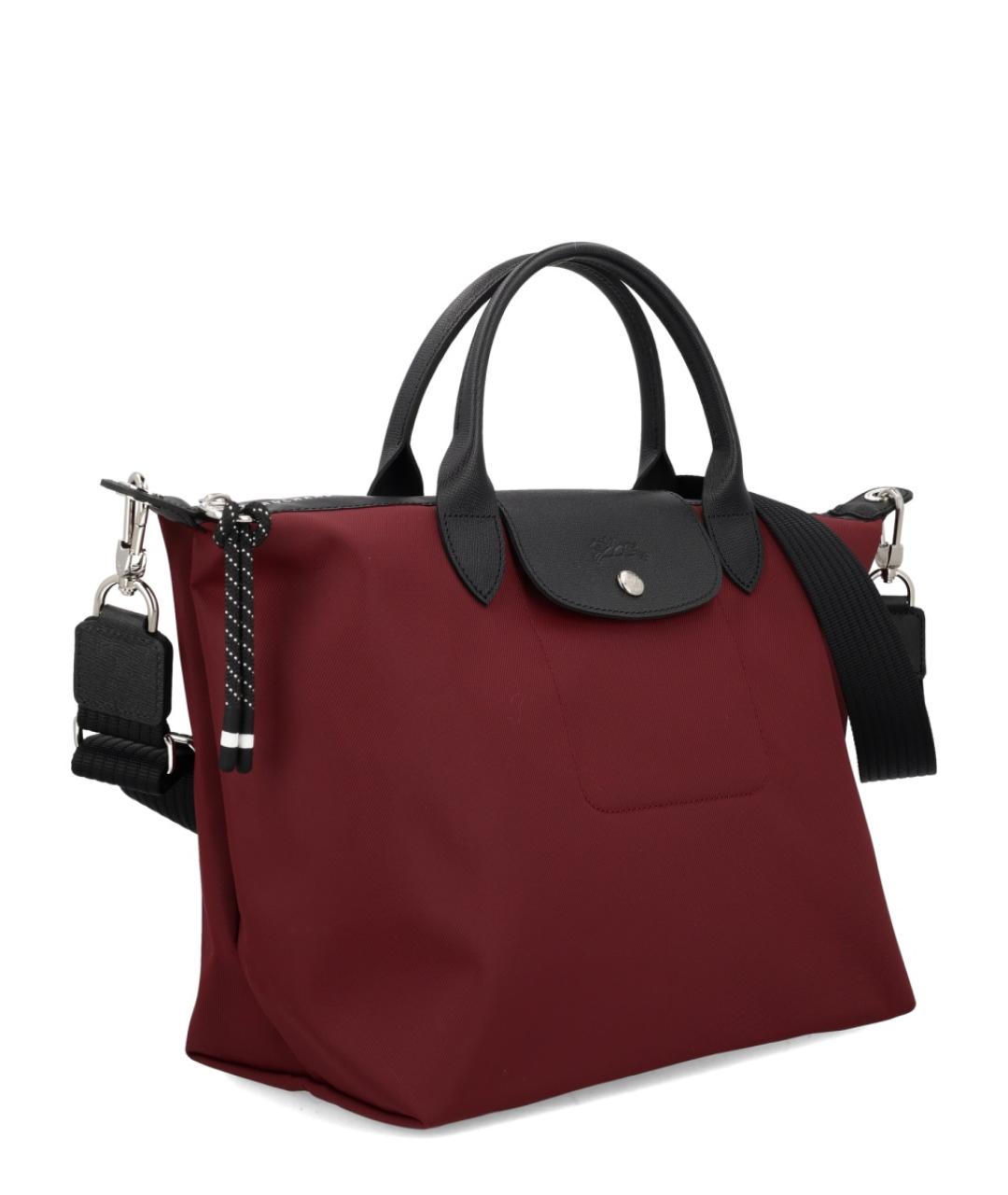 LONGCHAMP Бордовая тканевая сумка с короткими ручками, фото 2