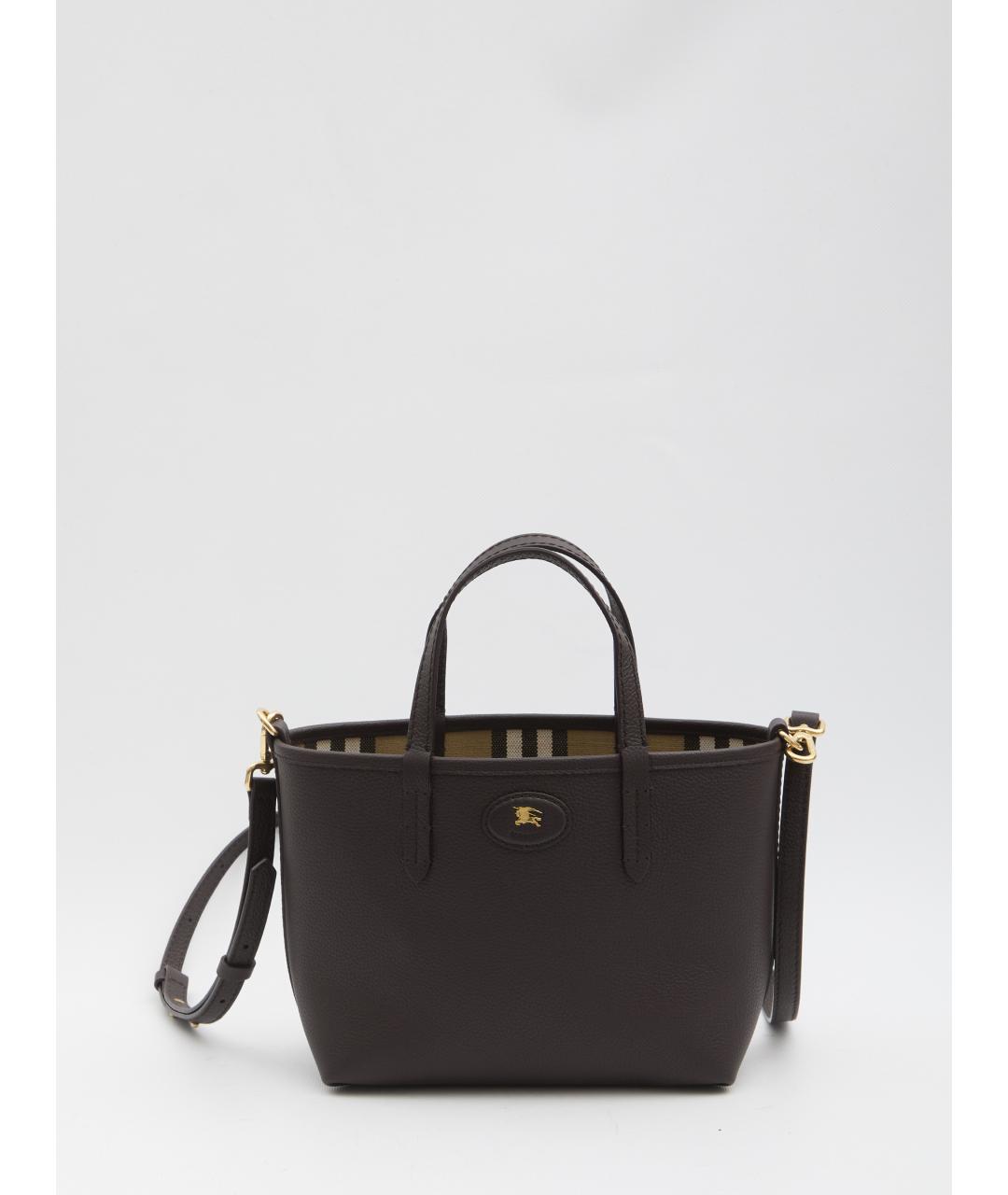 BURBERRY Коричневая кожаная сумка тоут, фото 4